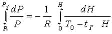 Формула, полученная после подстановки Тн в уравнение 2 и после интегрирования в правой и левой частях уравнения