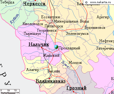 Карта окрестностей города Прохладный от НаКарте.RU