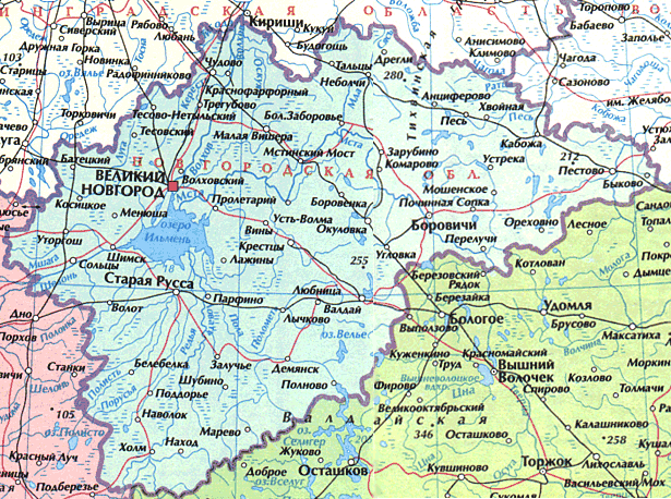 карта Новгородской области